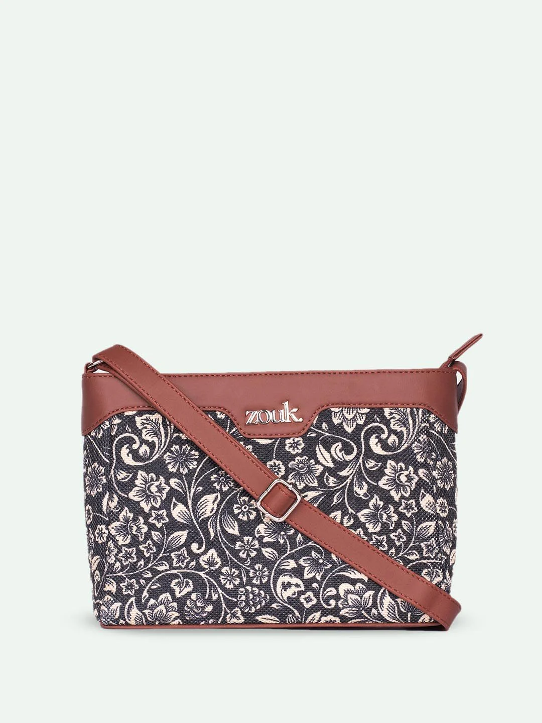 ZOUK FloMotif Harmony Floral Printed Structured Sling Bag - Image 3