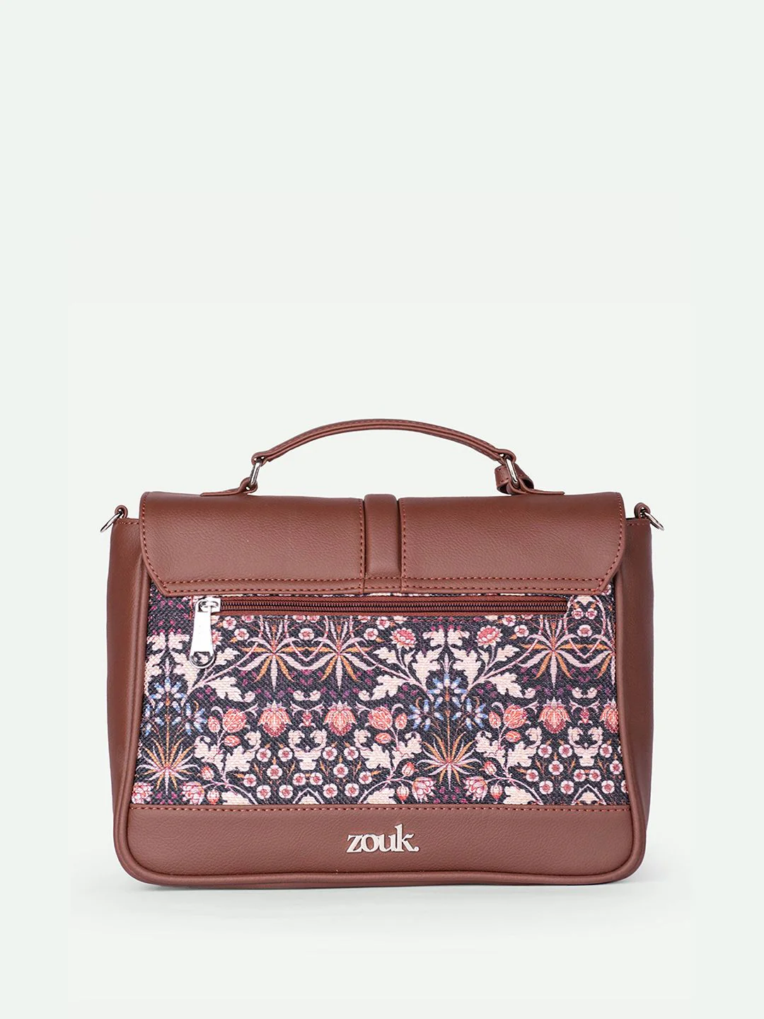 ZOUK Floral Printed Structured Satchel - Image 3
