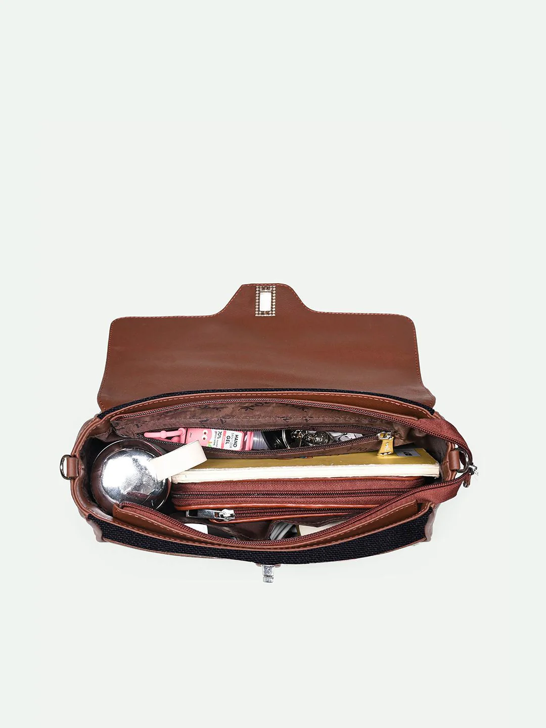 ZOUK Floral Printed Structured Satchel - Image 6