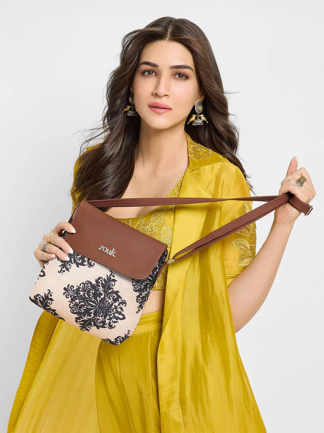 ZOUK Floral Printed Structured Sling Bag
