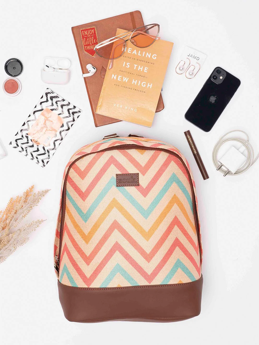 ZOUK Geometric Printed Backpack - Image 2