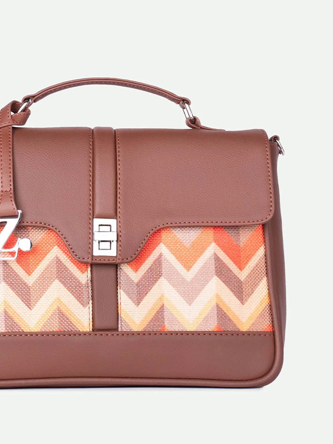 ZOUK Geometric Printed Structured Satchel - Image 4