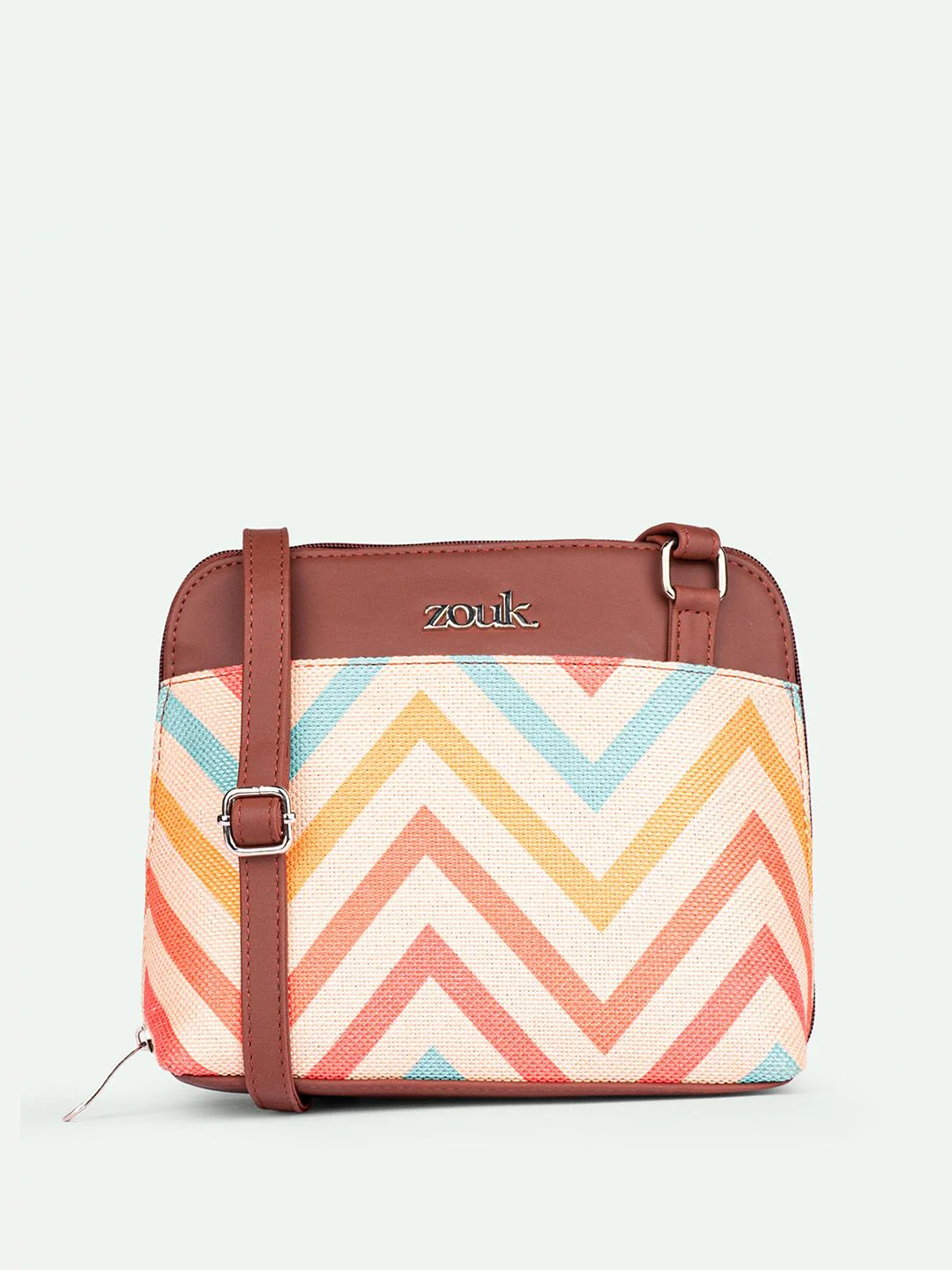 ZOUK Geometric Printed Structured Sling Bag - Image 3
