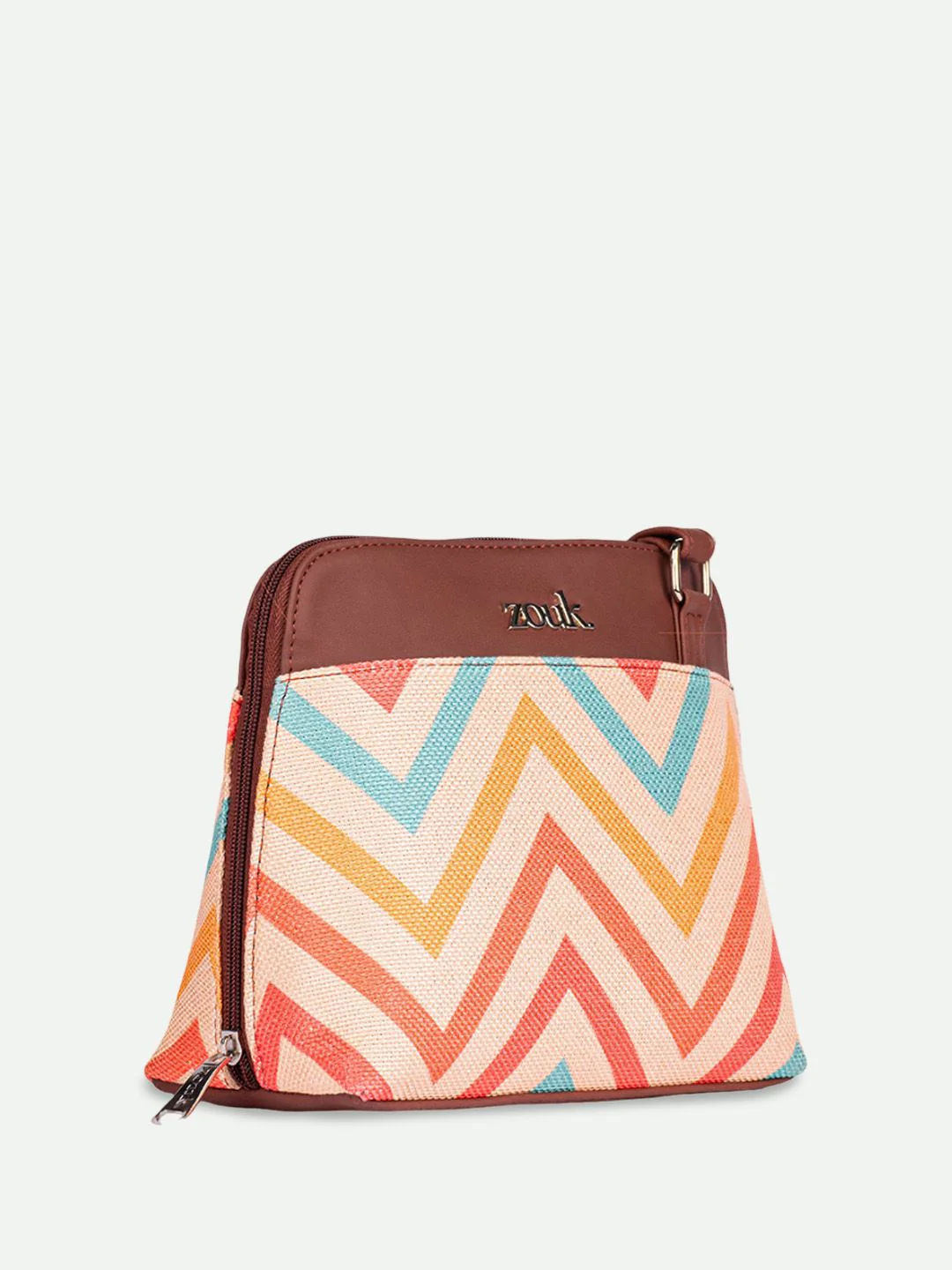 ZOUK Geometric Printed Structured Sling Bag - Image 5