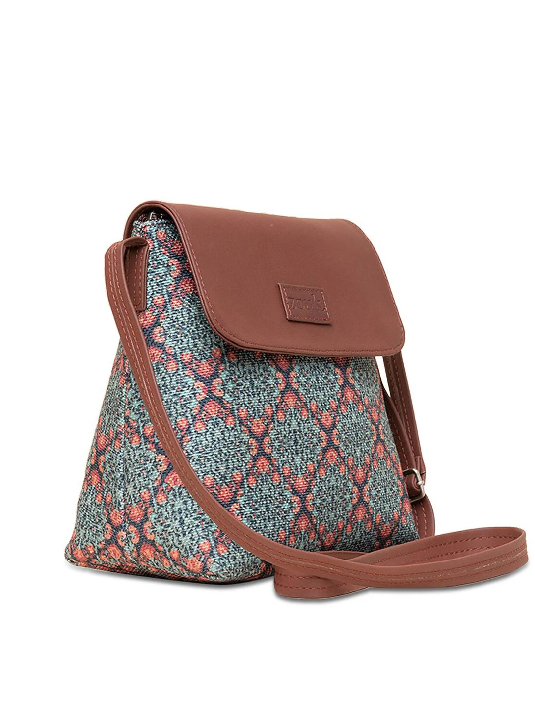 ZOUK Green Ethnic Motifs Printed Structured Sling Bag - Image 3