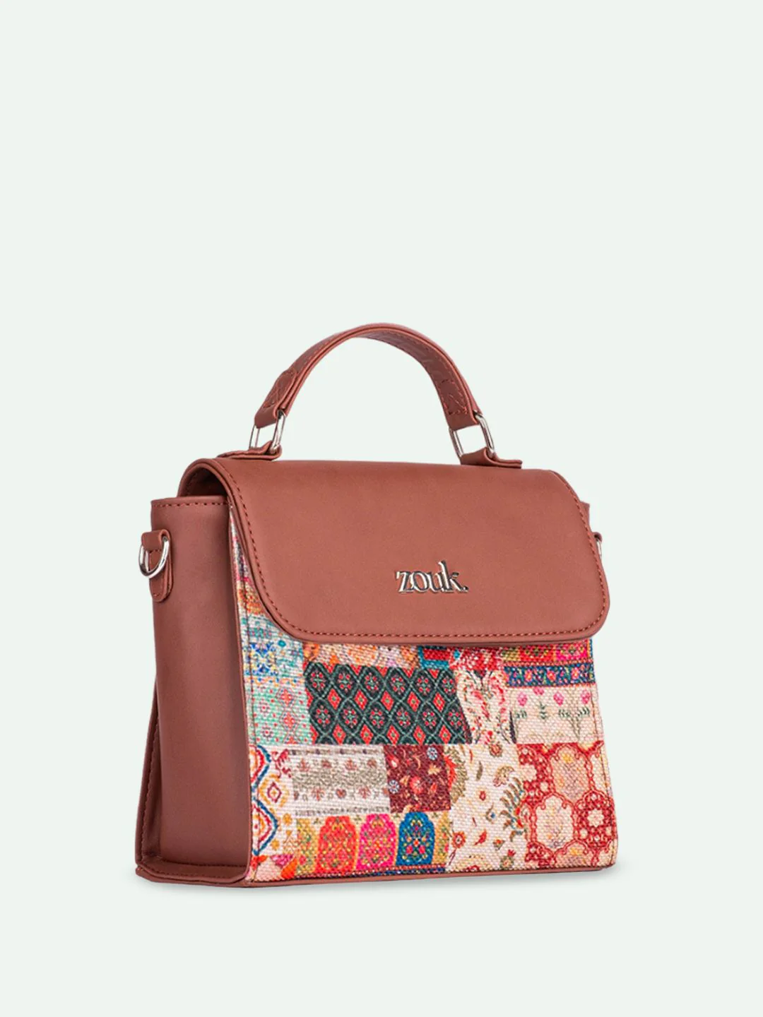 ZOUK Kutch Gamthi Ethnic Motifs Printed Structured Handheld Bag - Image 2