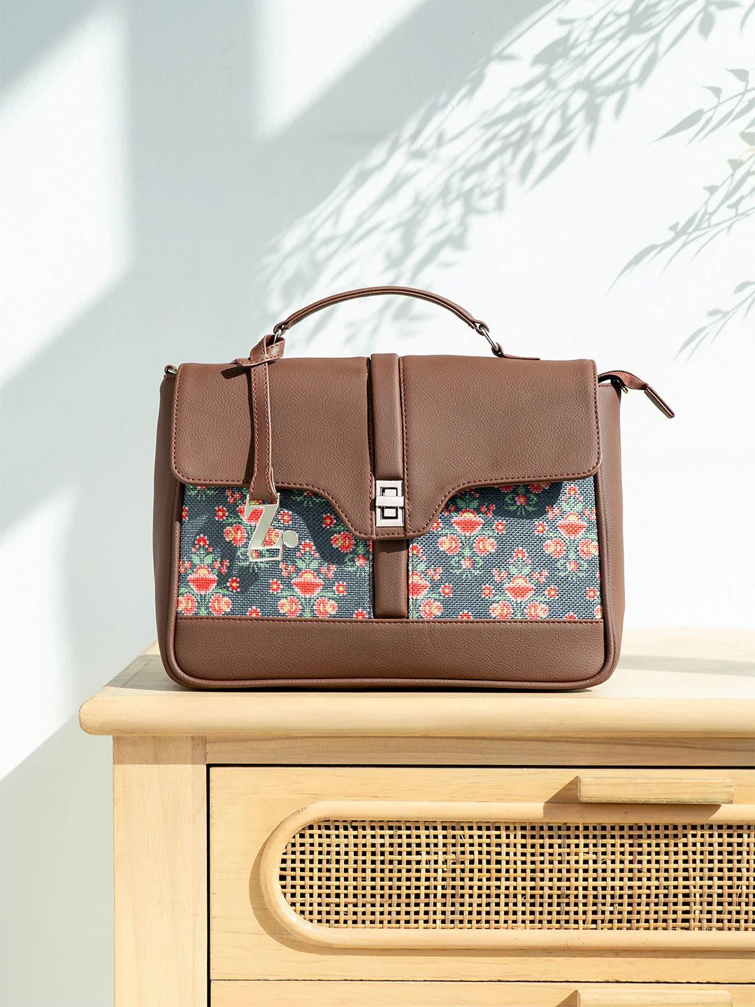 ZOUK Mughal Garden Printed Structured Satchel
