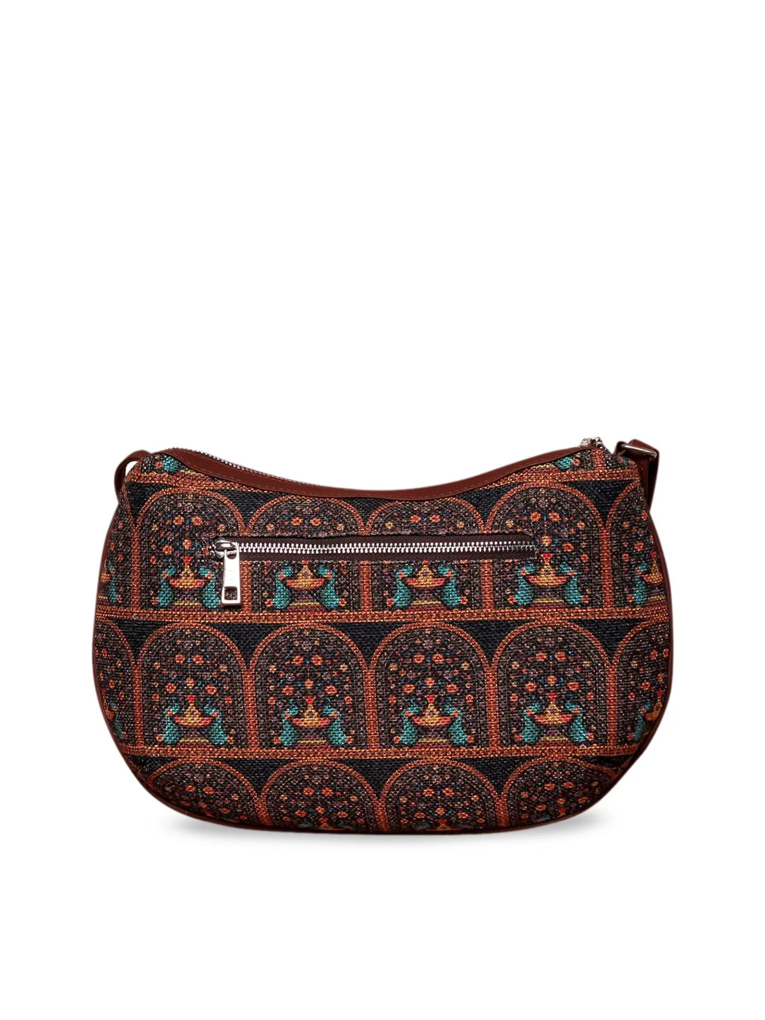 ZOUK Multicoloured Ethnic Motifs Half Moon Sling Bag - Image 3