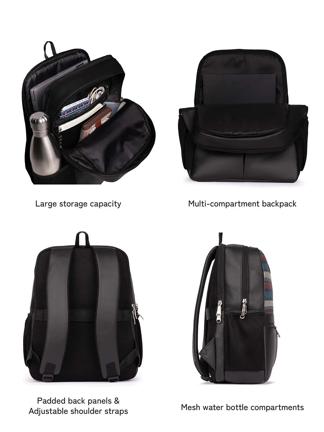 ZOUK Mysore Mosaic Striped Backpack with Compression Straps Up to 16 inch - Image 4