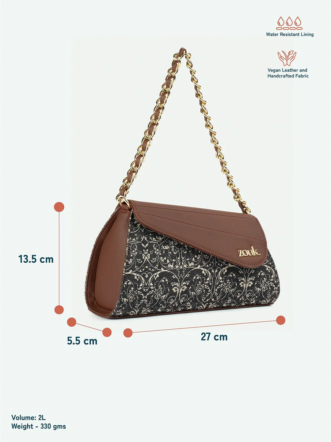 ZOUK Printed Structured Sling Bag - Image 7