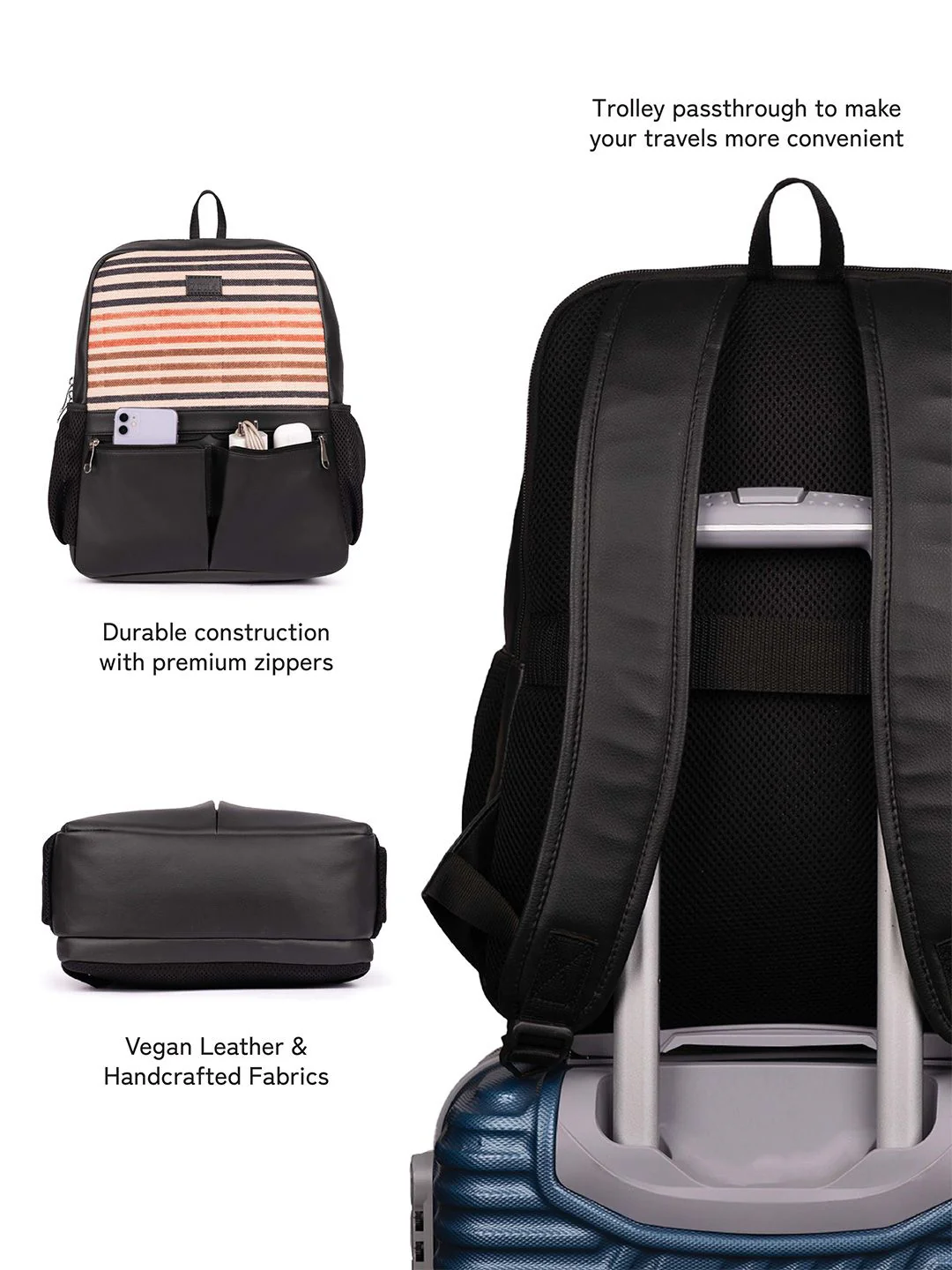 ZOUK Striped Backpack with Compression Straps Up to 16 inch - Image 7