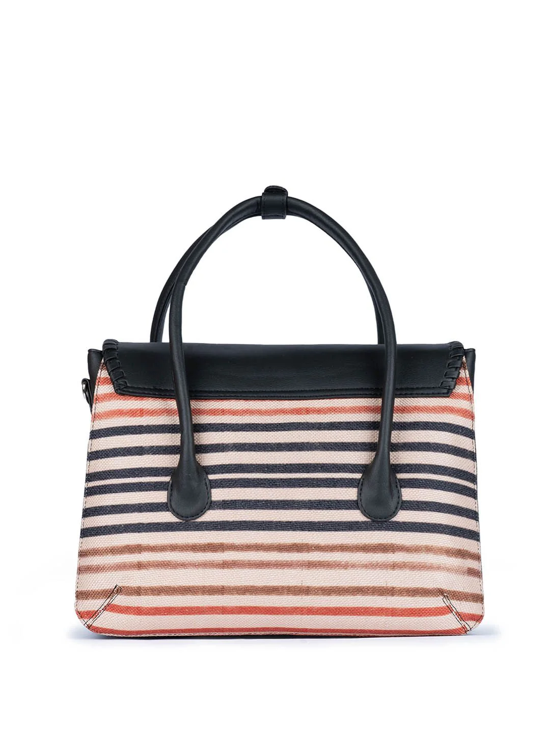 ZOUK Striped Structured Jute Handheld Bag - Image 4