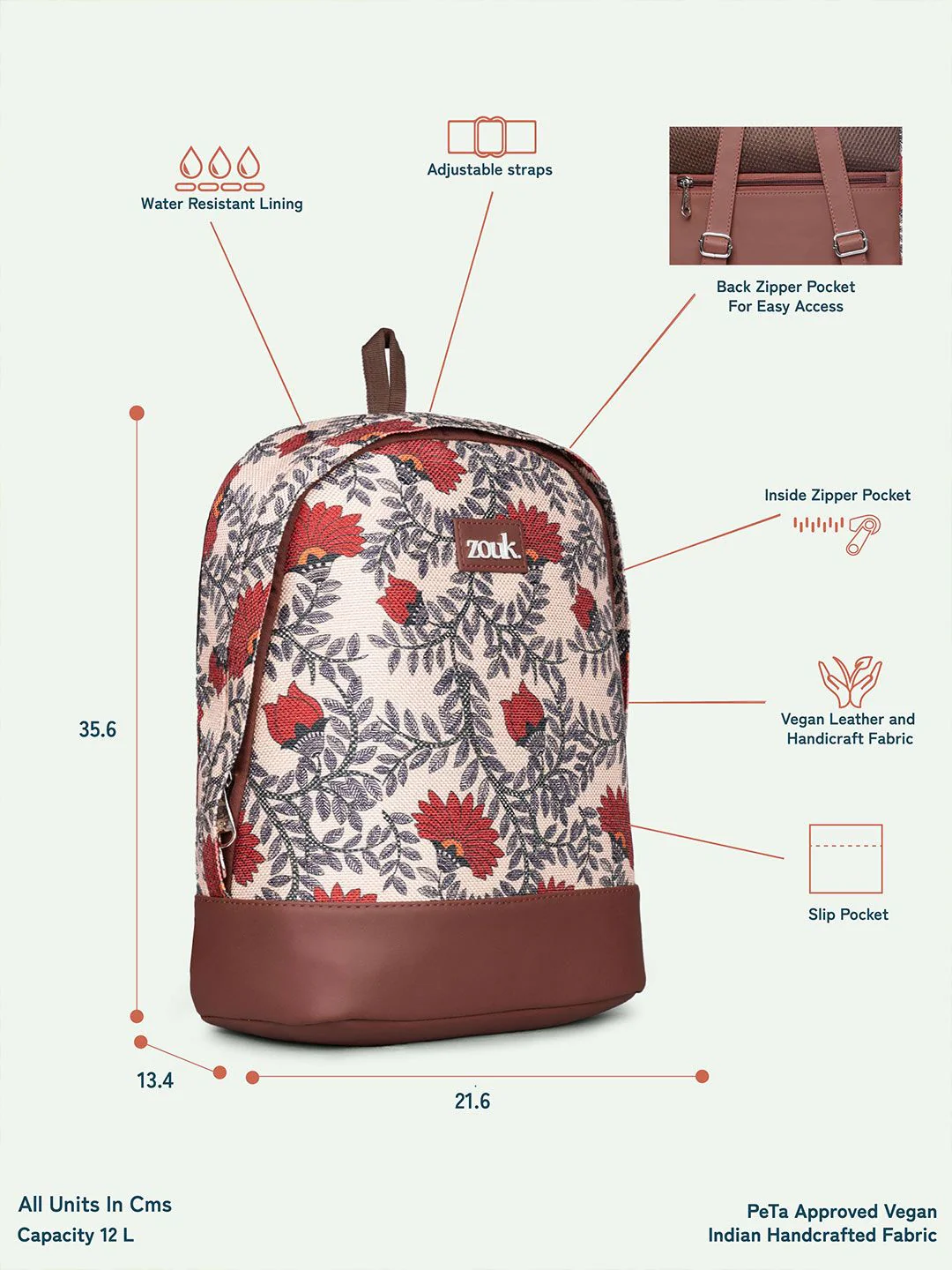 ZOUK Unisex Compression Straps Backpack - Image 7