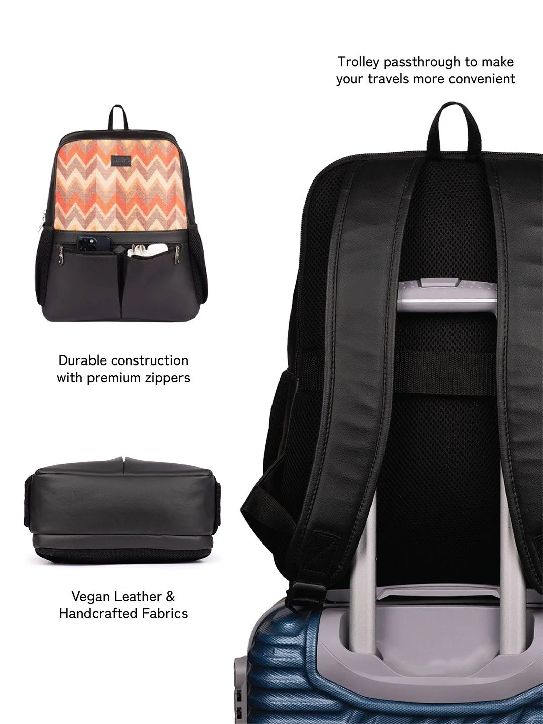 ZOUK Unisex Textured Synthetic Backpacks - Image 4