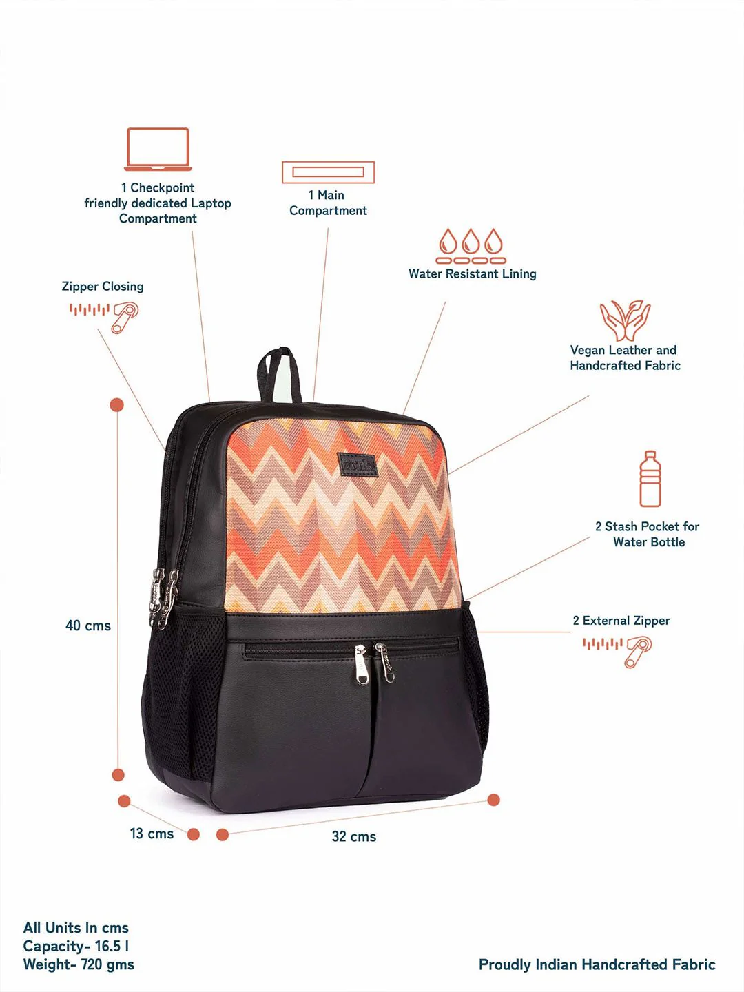 ZOUK Unisex Textured Synthetic Backpacks - Image 7