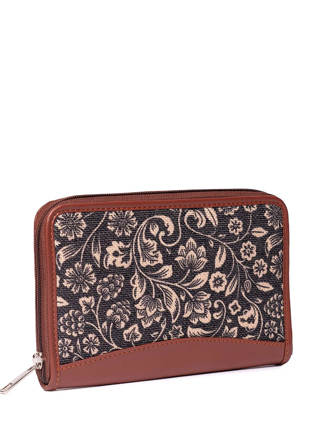 ZOUK Women Brown & Beige Printed Vegan Leather Zip Around Sustainable Wallet - Image 3