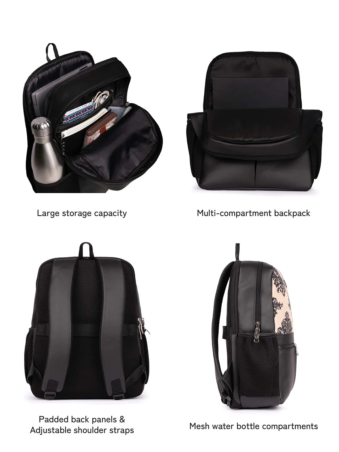ZOUK Women Ethnic Printed Vegan Leather Backpack With Compression Straps-Up to 16 inch - Image 6