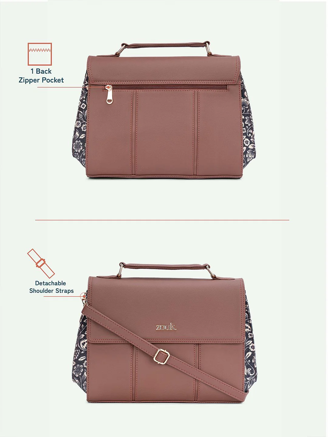 ZOUK Women FloMotif Rhea Kapoor Satchel Bag - Image 4