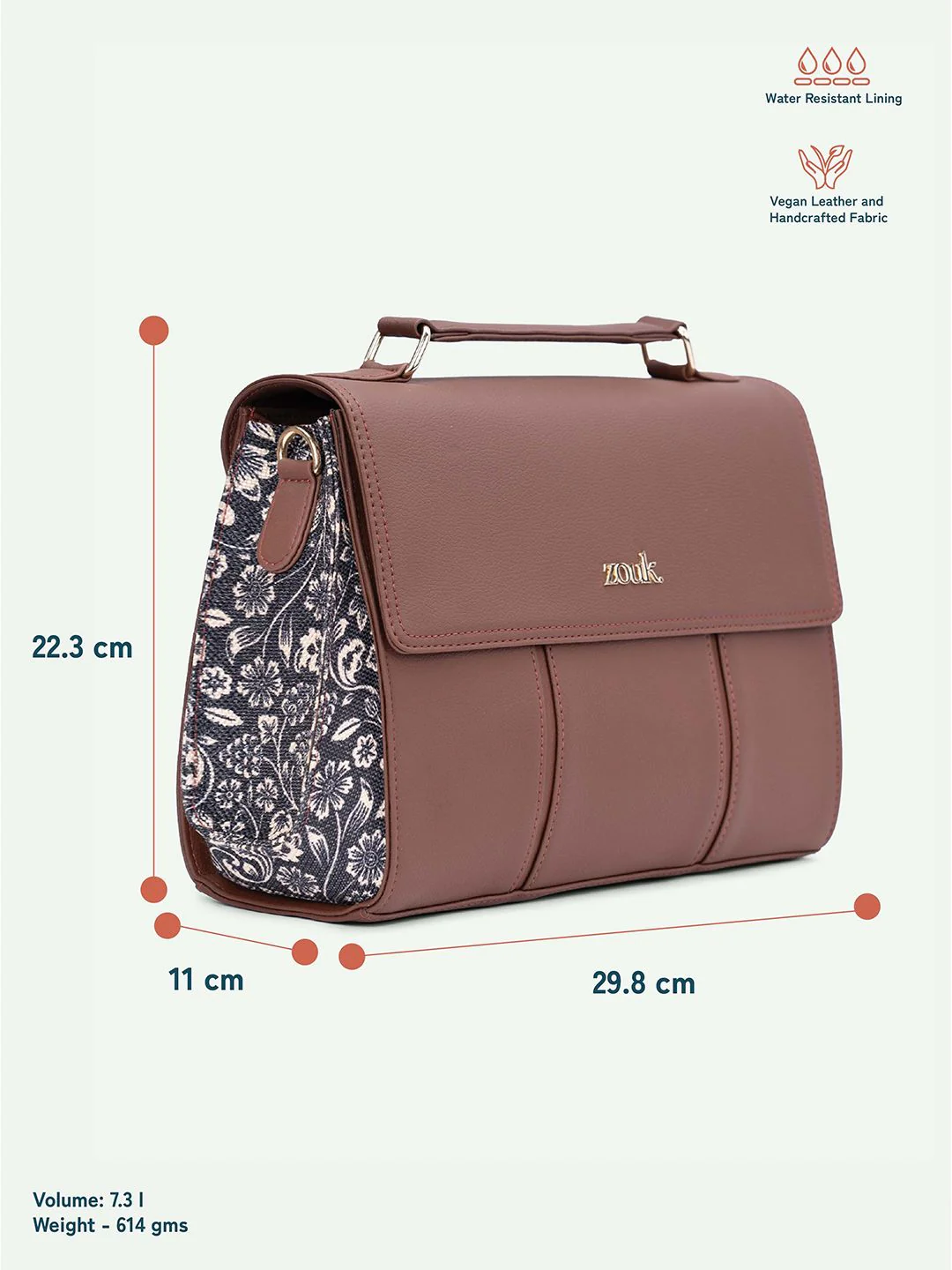 ZOUK Women FloMotif Rhea Kapoor Satchel Bag - Image 6