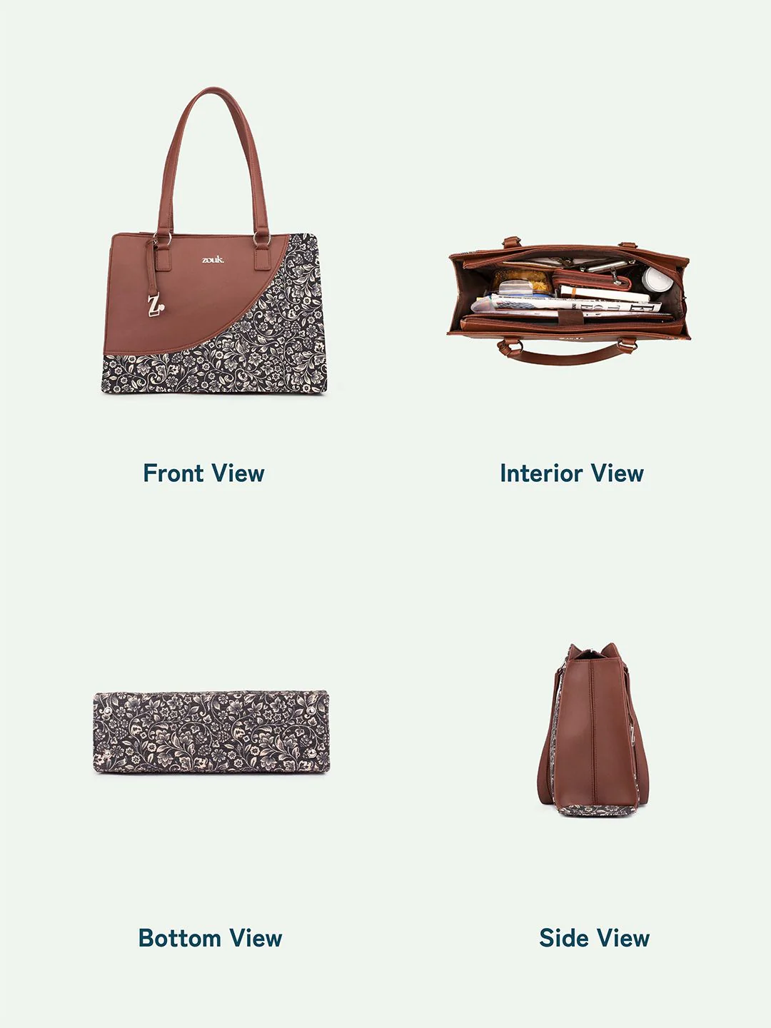 ZOUK Women Floral Printed Structured Shoulder Bag - Image 6