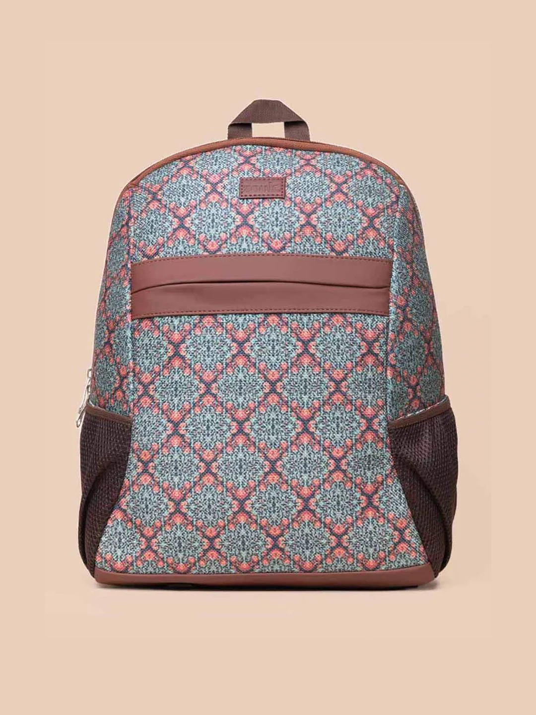 ZOUK Women Green & Black Geometric Backpack - Image 2