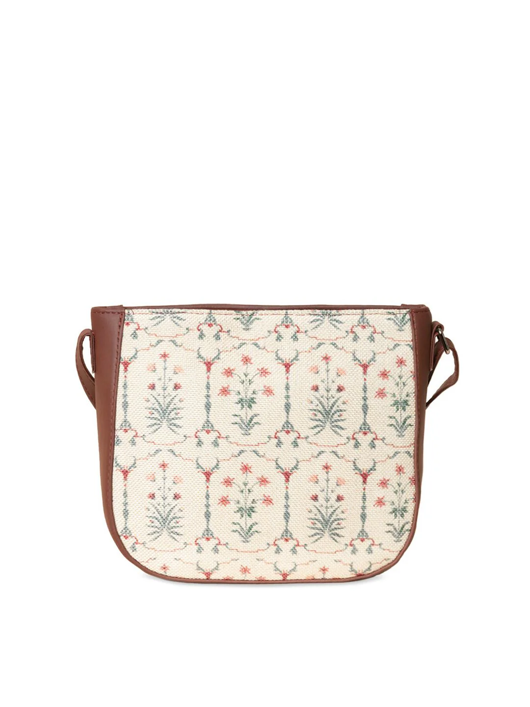 ZOUK Women Off White Ethnic Motifs Printed Structured Sling Bag - Image 5