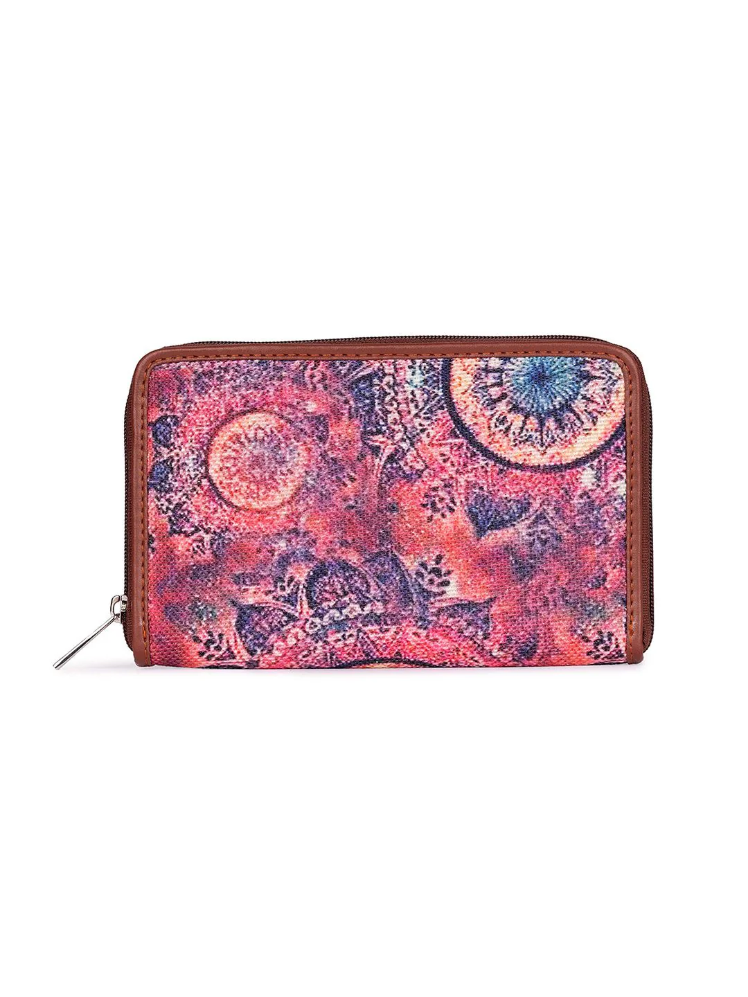 ZOUK Women Pink & Blue Printed Vegan Leather Zip Around Wallet - Image 5